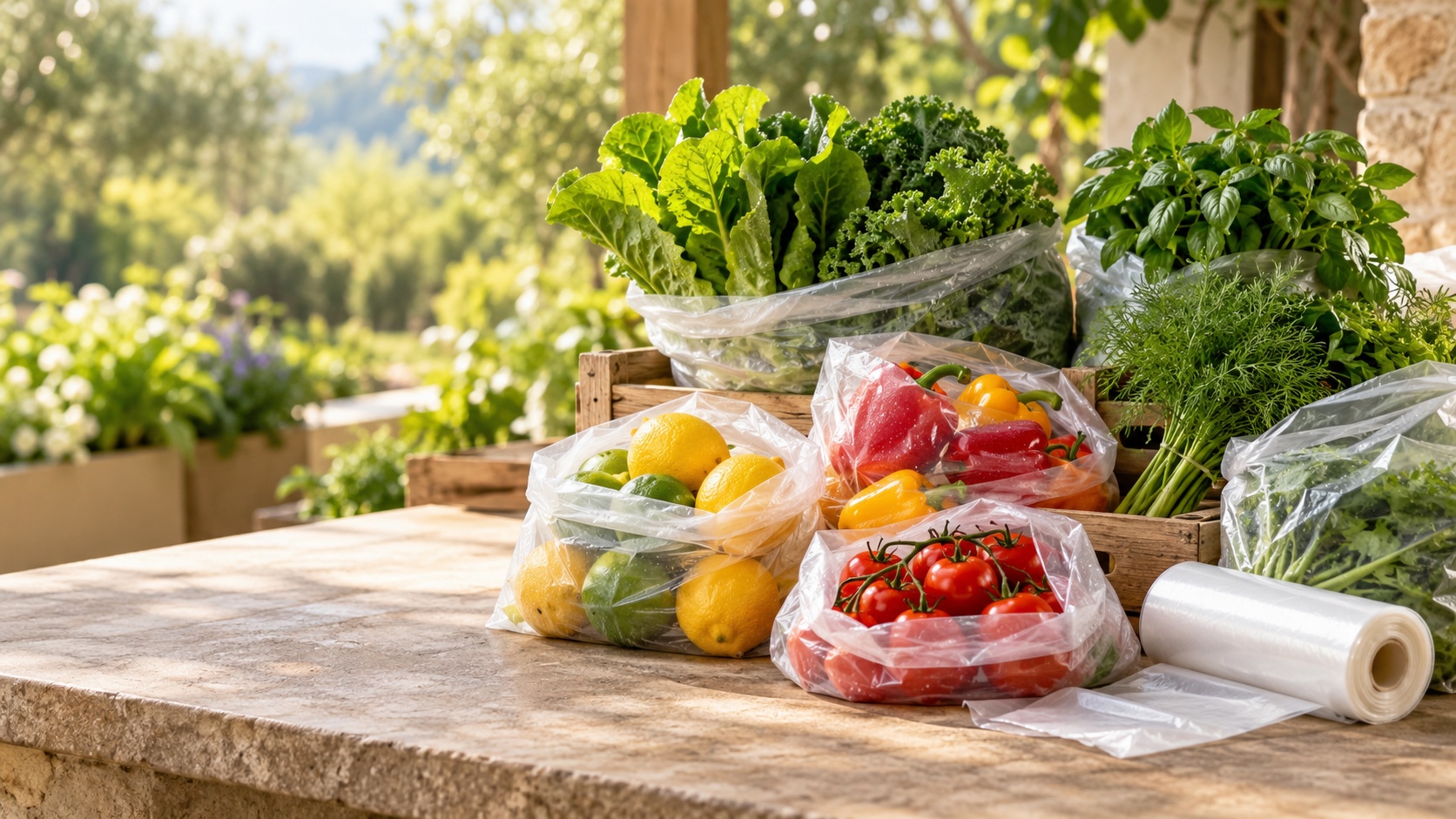 Fresh produce protected in clear Super Plast bags